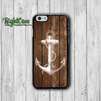 Iphone 6 Case - Old Wood Brown White Anchor Paint..