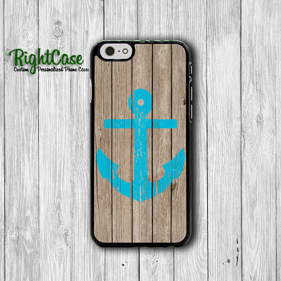 Blue Anchor Sailor Brown Wood Iphone 6 Cover, Chipping Paint Iphone 6 Plus, Iphone 5s, Iphone 4s Hard Case, Rubber Deco Accessories Gift#1-43