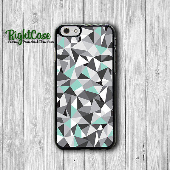Simple Minimal Geometric Iphone 6 Cases, Grey Emerald Green Iphone 5 Cover, Iphone 6 Plus, Iphone 4s Hard Case, Rubber Deco Accessories Gift#