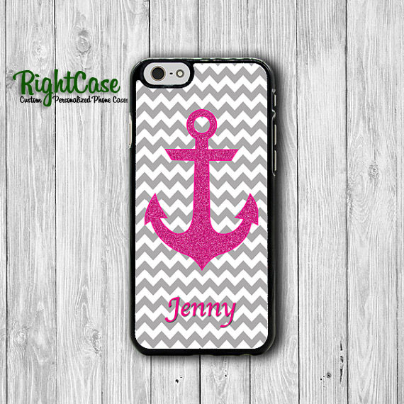Customized Pink Glitter Grey Chevron Iphone 6/6s Case Iphone 5 / 5s Iphone 5c Personalized Christmas Gift Name Engrave Iphone 4 / 4s Lovely#1-59