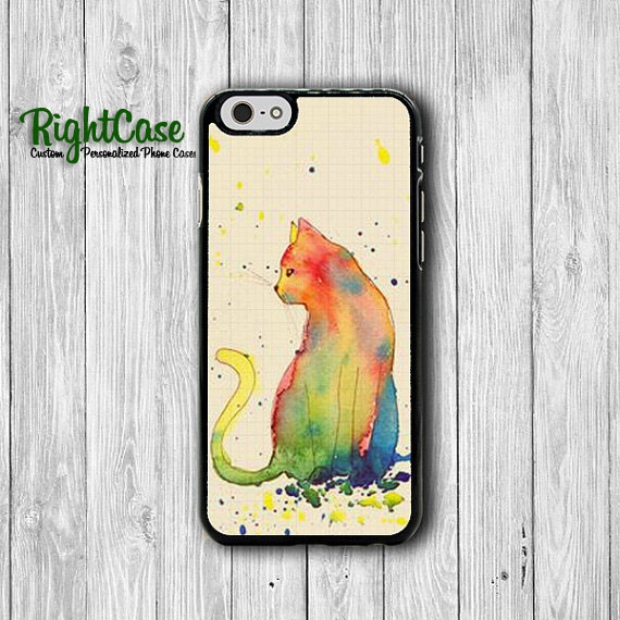 Sketch Cat Watercolor Drawing Iphone Cases, Sweet Iphone 6 Cover, Iphone 6 Plus, Iphone 5 Hard Case, Soft Rubber, Gadgets Electronics Cases#1-63