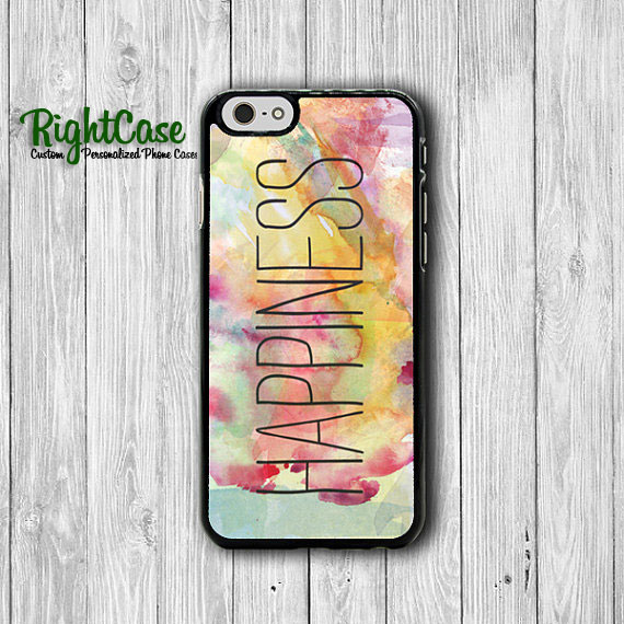 Iphone 6 Case - Watercolor Art Messy Quote For Happiness Painting Phone Cases, Iphone 5, 5s, Iphone 4,4s Cover, Personalized Custom Gift#1-69