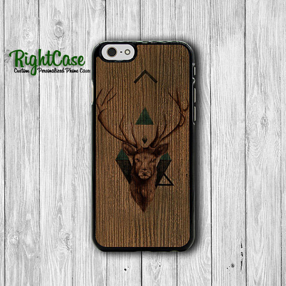 Wooden Deer Head Hipster Geometric Triangle Iphone 6 Case, Iphone 6 Plus, Iphone 5s, Iphone 4s Hard Case, Rubber Plastic Accessories Gift#1-72