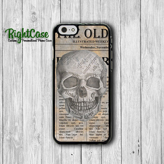 Vintage Halloween Newspaper Skull Ghost Handmade Iphone 6 Plus, Iphone 5s, Iphone 5 Case, Iphone 5c Case Iphone 4s Case, Iphone 4 Cover Gift#1-80