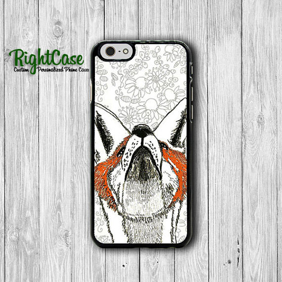 Floral Fox Drawing Vintage Iphone 6 Cover, Cute Flower Red Fox Iphone 6 Plus, Iphone 5s, Iphone 4s Hard Case, Rubber Wild Accessories Gift#1-90